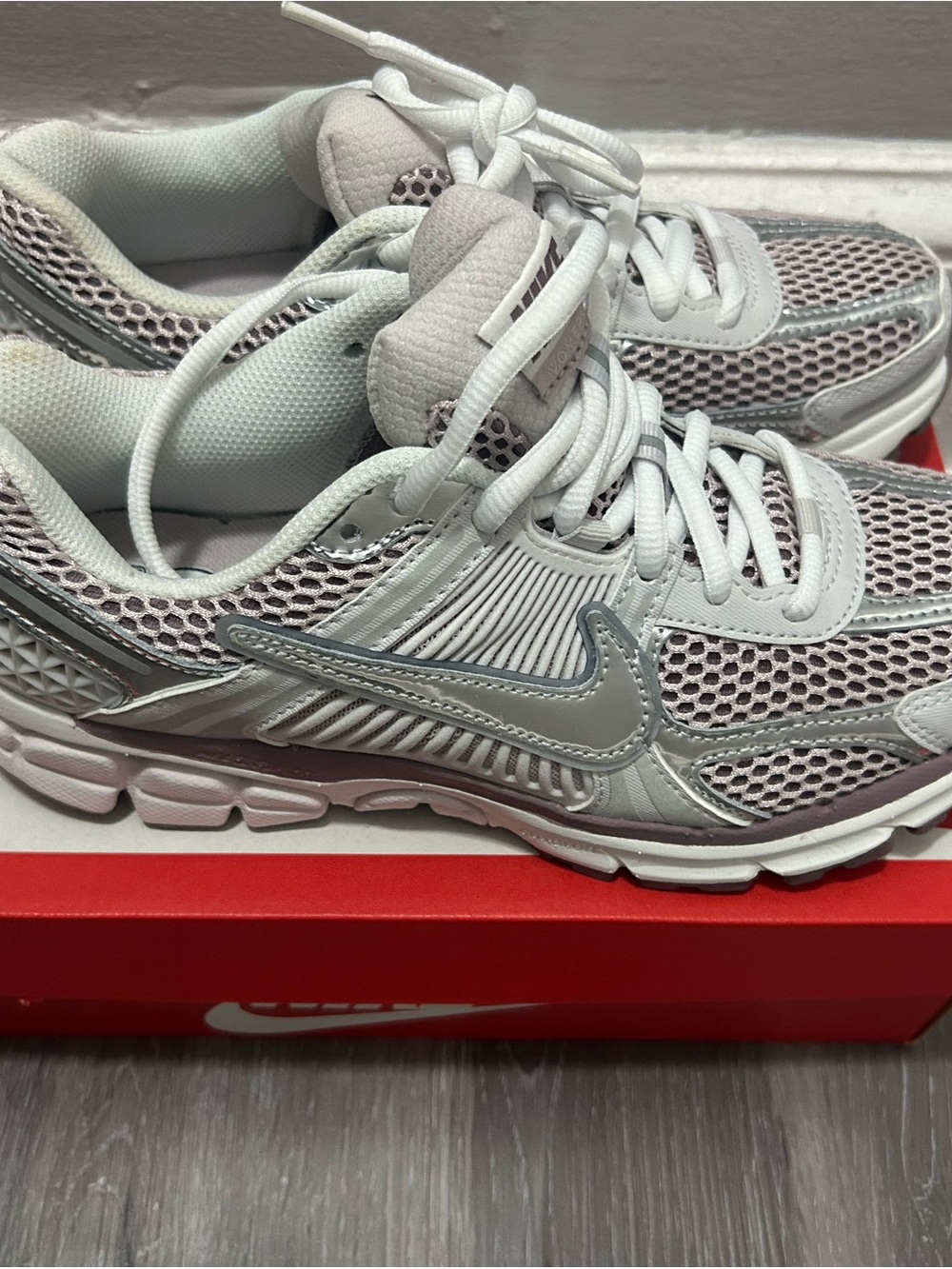Nike Women's White and Light Pink Mesh Trainer Sneakers